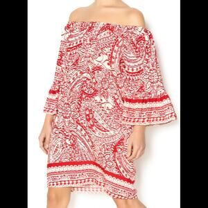 Umgee Red Hot Sunset Dress Floral Paisley Red Size Small NEW